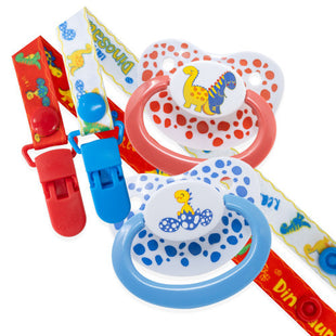 Dinosaur Pacifier and Clip 2 Pack