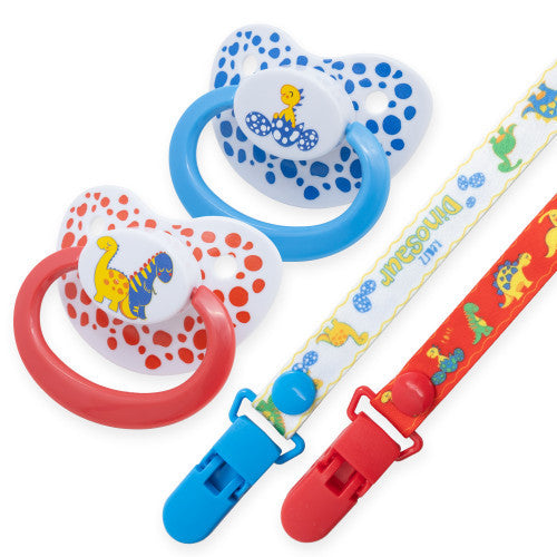 Dinosaur Pacifier and Clip 2 Pack