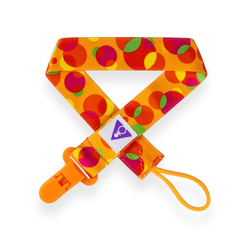 Adult Pacifier Clip - Orange with Circles