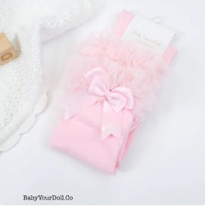 Baby Pink | Ruffle Bow Knee Socks