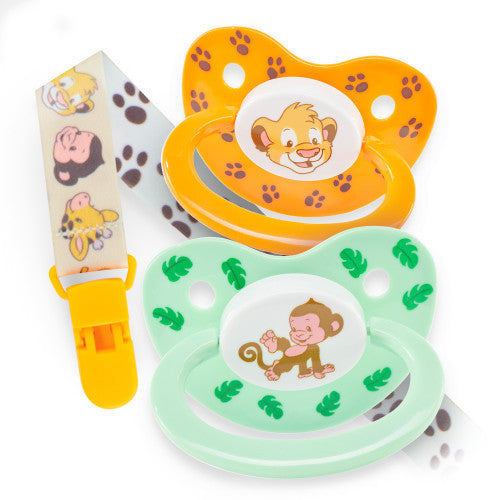Safari Pacifier and Clip 2 Pack