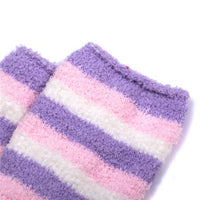 Coral Fleece Thigh High Socks 2 Pack- Striped Blue & Purple Set - myabdlsupplies