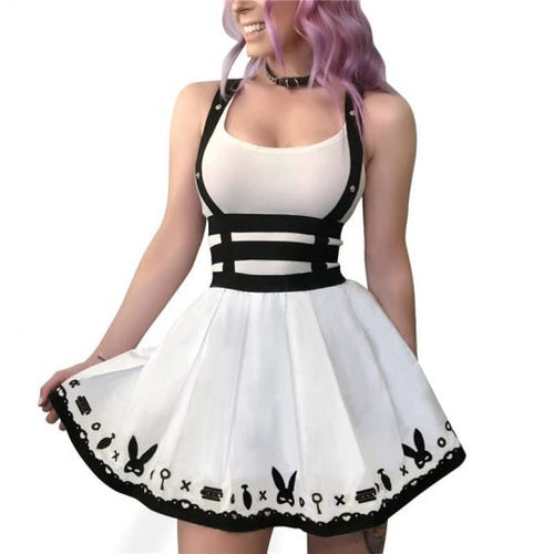 Bondage Teddy Bear Overall Skirt White