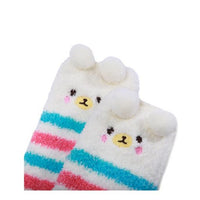 Cute Animal Coral Fleece Thigh High Socks 2 Pack- Owl & Colorful Bear Set - myabdlsupplies