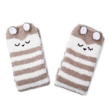 Cute Animal Coral Fleece Thigh High Socks 2 Pack- Owl & Colorful Bear Set - myabdlsupplies