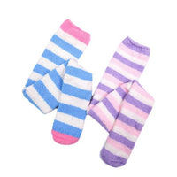 Coral Fleece Thigh High Socks 2 Pack- Striped Blue & Purple Set - myabdlsupplies