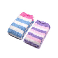 Coral Fleece Thigh High Socks 2 Pack- Striped Blue & Purple Set - myabdlsupplies