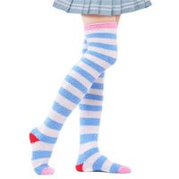 Coral Fleece Thigh High Socks 2 Pack- Striped Blue & Purple Set - myabdlsupplies