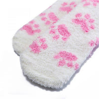 Cute Coral Fleece Thigh High Long Paws Patten Socks 2 Pairs-Pink Paws Set - myabdlsupplies