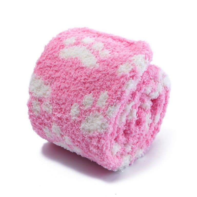 Cute Coral Fleece Thigh High Long Paws Patten Socks 2 Pairs-Pink Paws Set - myabdlsupplies