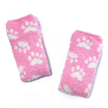Cute Coral Fleece Thigh High Long Paws Patten Socks 2 Pairs-Pink Paws Set - myabdlsupplies