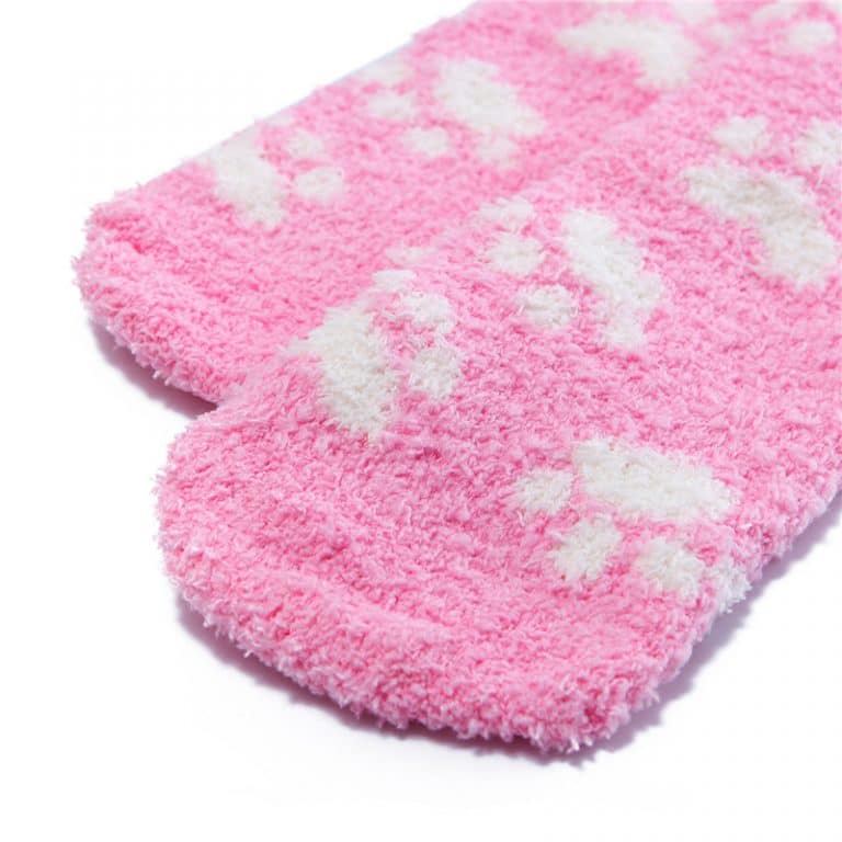 Cute Coral Fleece Thigh High Long Paws Patten Socks 2 Pairs-Pink Paws Set - myabdlsupplies