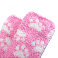 Cute Coral Fleece Thigh High Long Paws Patten Socks 2 Pairs-Pink Paws Set - myabdlsupplies