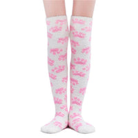 Cute Coral Fleece Thigh High Long Paws Patten Socks 2 Pairs-Pink Paws Set - myabdlsupplies