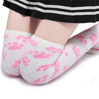 Cute Coral Fleece Thigh High Long Paws Patten Socks 2 Pairs-Pink Paws Set - myabdlsupplies