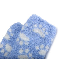 Cute Coral Fleece Thigh High Long Paws Pattern Socks 2 Pairs-Blue Paws Set - myabdlsupplies