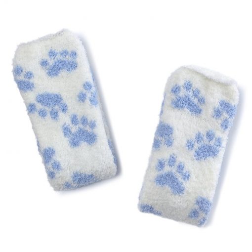 Cute Coral Fleece Thigh High Long Paws Pattern Socks 2 Pairs-Blue Paws Set - myabdlsupplies