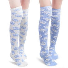 Cute Coral Fleece Thigh High Long Paws Pattern Socks 2 Pairs-Blue Paws Set - myabdlsupplies