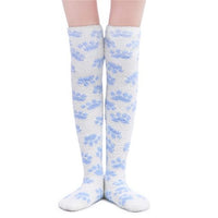 Cute Coral Fleece Thigh High Long Paws Pattern Socks 2 Pairs-Blue Paws Set - myabdlsupplies