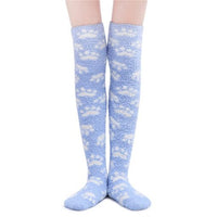 Cute Coral Fleece Thigh High Long Paws Pattern Socks 2 Pairs-Blue Paws Set - myabdlsupplies