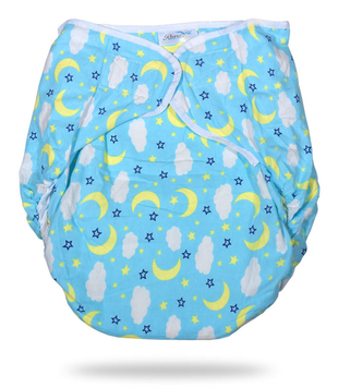 Omutsu Bulky Nighttime Adult Cloth Diaper - Blue Clouds