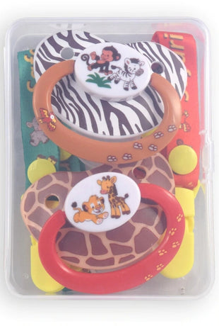 Safari Pacifier and Clip 2 Pack